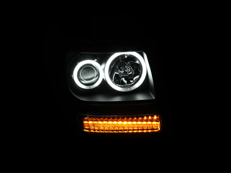 ANZO 2007-2012 Dodge Nitro Projector Headlights w/ Halo Black (CCFL) G2