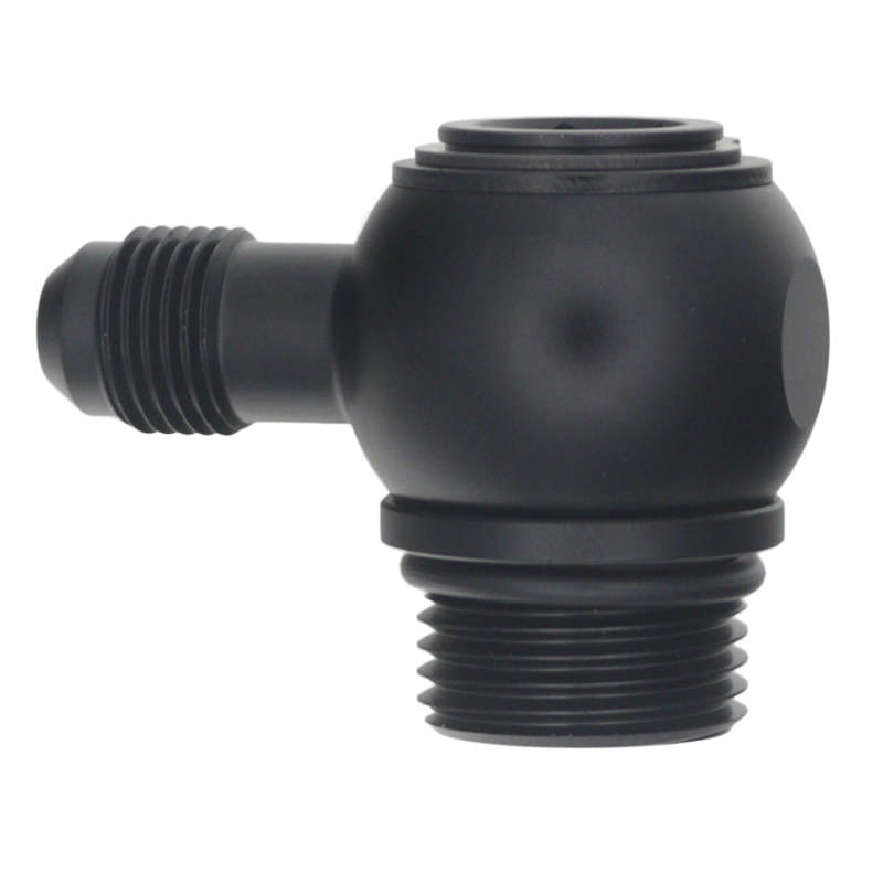 DeatschWerks 10AN ORB Male to 6AN Male Flare Low Profile 90-Degree Swivel - Anodized Matte Black