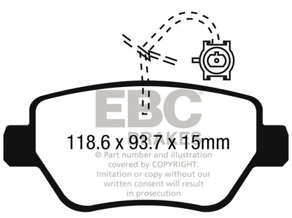 EBC 14-17 Maserati Ghibli (330 PS Package ONLY) Yellowstuff Rear Brake Pads