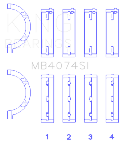 King Engine Bearings Chrysler 2.7L (Size +1.0mm) Main Bearing Set