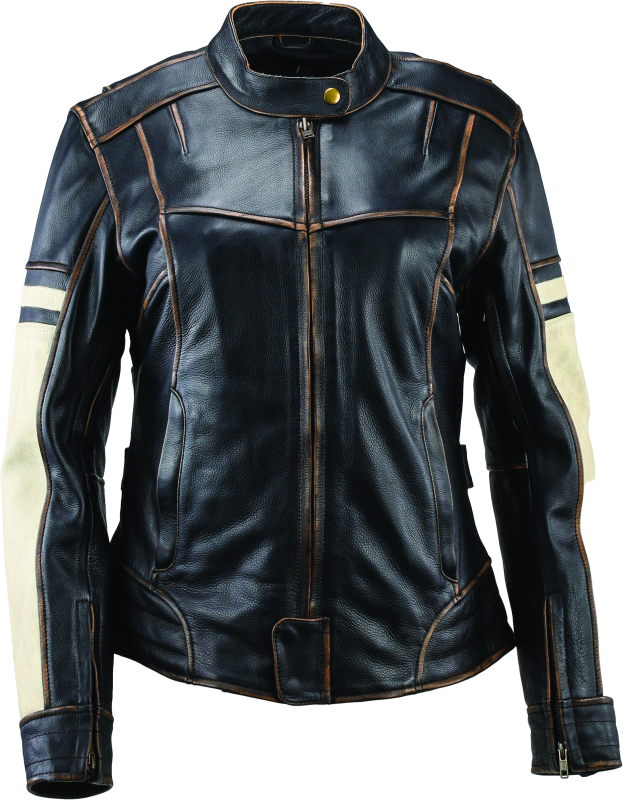 River Road Dame Vintage Leather Jacket Black Womens - Large