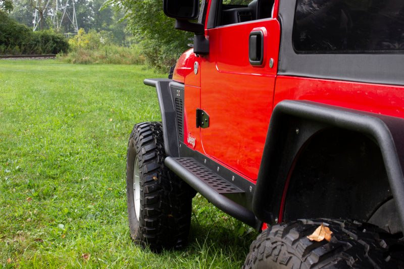 Fishbone Offroad 97-06 Jeep Wrangler TJ Steel Rock Slider - Black Textured Powdercoat