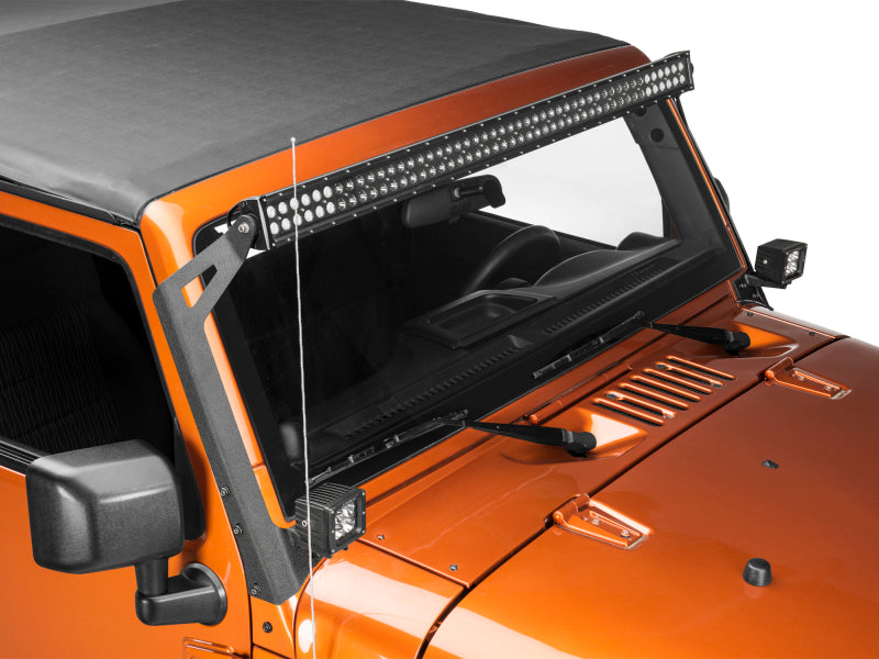 Raxiom 07-18 Jeep Wrangler JK 50-Inch LED Light Bar Windshield Mount w/ Auxiliary Bracket