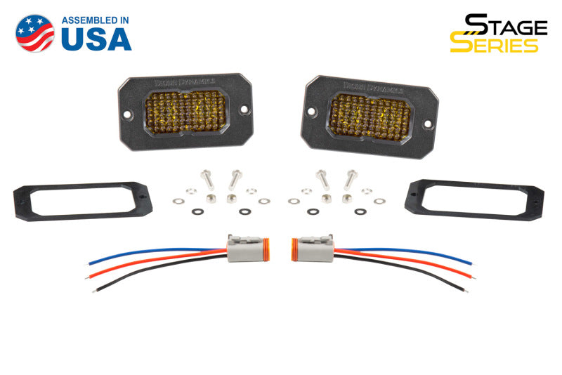 Diode Dynamics Stage Series 2 In LED Pod Pro - Yellow Flood Flush ABL (Pair)