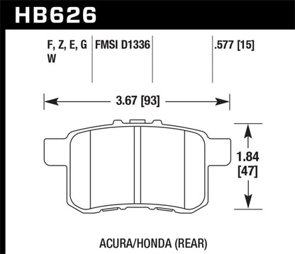 Hawk 08-10 Honda Accord 2.4L/3.0L/3.5L / 09-10 Acura TS 2.4L Blue 9012 Rear Brake Pads