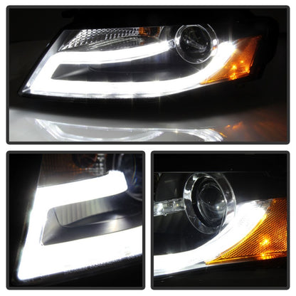 Spyder Audi A4 09-12 Projector Headlights Xenon/HID Model Only - DRL LED Blk PRO-YD-AA408-HID-DRL-BK