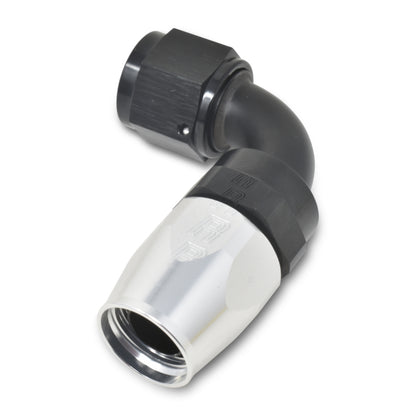 Russell Performance -6 AN Black/Silver 90 Degree Full Flow Hose End