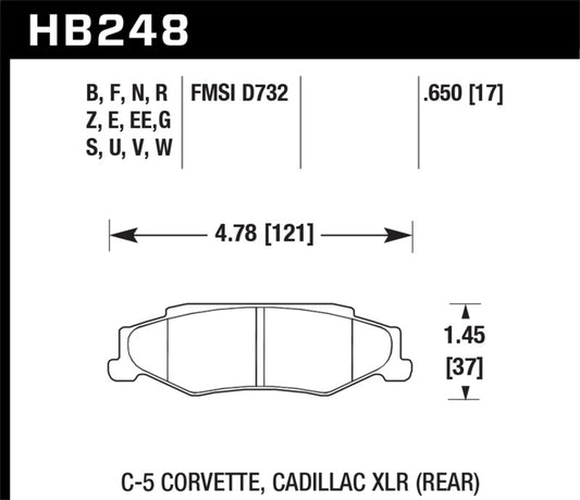 Hawk 97-12 Corvette/01-04 Z06/05-09 Z51 DTC-70 Race Rear Brake Pads