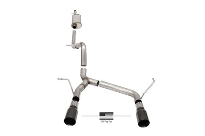 Corsa 07-18 Jeep Wrangler JKU 3.6L/3.8L 2.75in Sport Cat-Back Exhaust w/ 4in American Flag  BlacTips