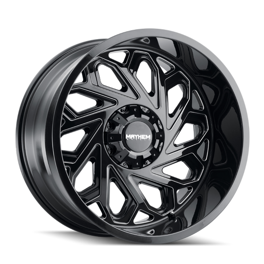 Mayhem 8112 Essex 22x12 / 8x165.1 BP / -51mm Offset / 125.2mm Hub Black w/ Milled Spokes Wheel