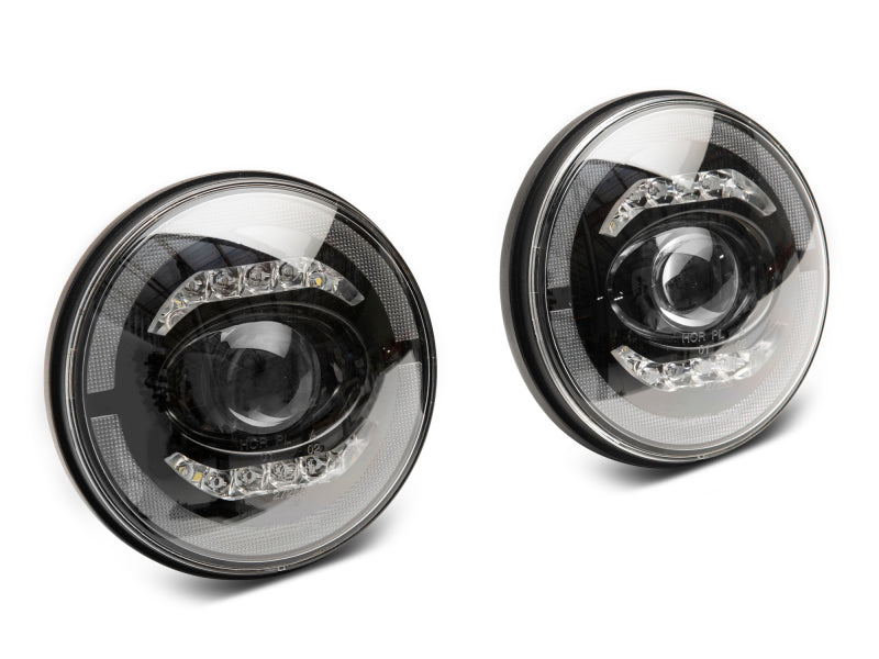 Raxiom 07-18 Jeep Wrangler JK Axial Series LED Headlights- Black Housing (Clear Lens)