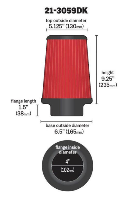 AEM 4 in x 9 in x 1 in Dryflow Element Filter