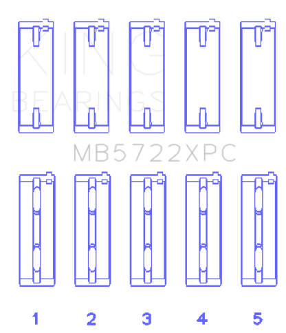 King Mitsubishi 4B11T EVO X 2007+ (Size 0.25) Coated Performance Main Bearing Set