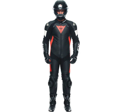 Dainese Tosa 1PC Leather Suit Perforated Black/Fluorescent Red/White Size - 48