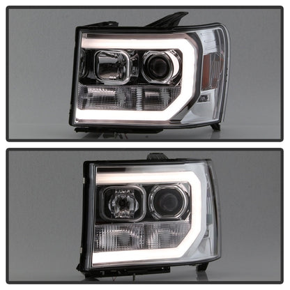 Spyder GMC Sierra 1500/2500/3500 07-13 V2 Projector Headlights - Chrome PRO-YD-GS07V2-LBDRL-C