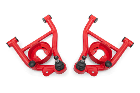 BMR 82-92 GM F-Body Non-Adj Lower A-Arms Delrin Bushings Spring Pocket - Red