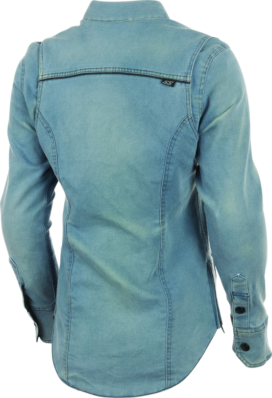 Speed and Strength Speed Society Armored Moto Shirt Denim Blue Womens - XS