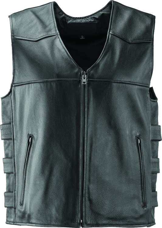 River Road Plains Leather Vest Black - 3XL