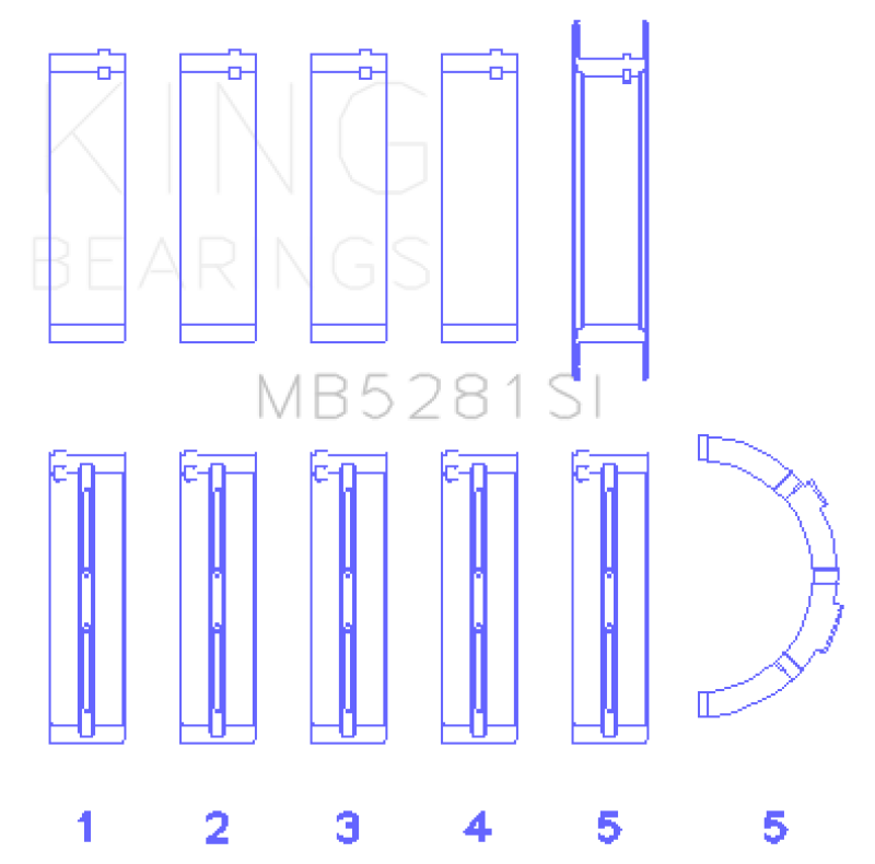 King Ford 281CI 4.6L V8 (Size STD) Main Bearing Set