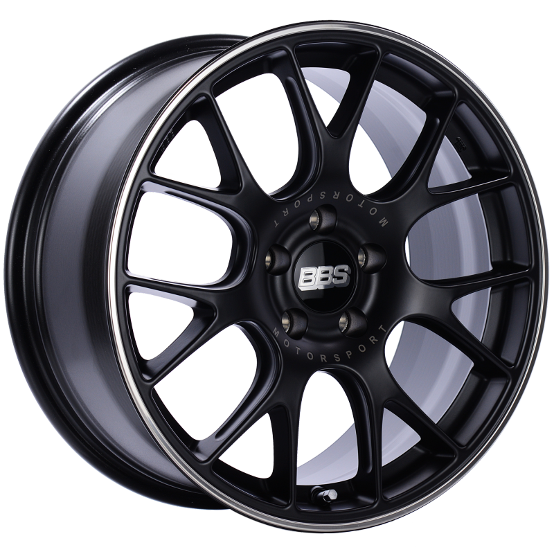 BBS CH-R 18x9 5x120 ET44 Satin Black Polished Rim Protector Wheel -82mm PFS/Clip Required