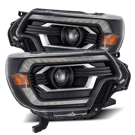 AlphaRex 12-15 Toyota Tacoma PRO-Series Projector Headlights Plank Style Black w/DRL