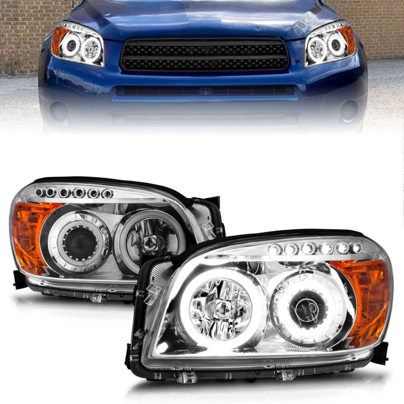 ANZO 2006-2008 Toyota Rav4 Projector Headlights w/ Halo Chrome (CCFL)