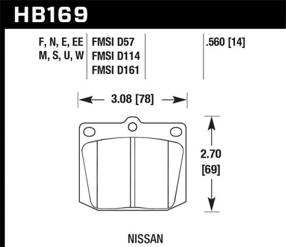 Hawk Nissan 810/240Z/260Z/280Z/620 / Toyota Corona/Cressida/Crown/Pickup Blue 9012 Front Race Pads