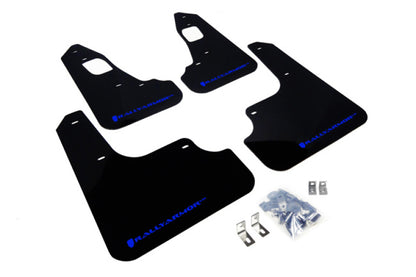 Rally Armor 08-17 Mitsubishi EVO X Black UR Mud Flap w/ Blue Logo