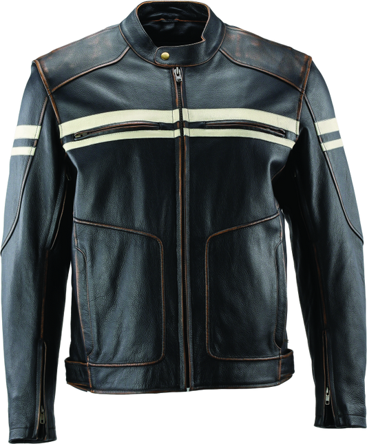 Kuryakyn Leather By River Road Hoodlum Vintage Leather Jacket Black - XL