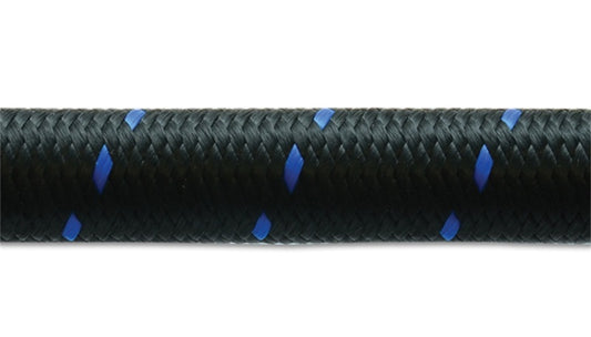 Vibrant -4 AN Two-Tone Black/Blue Nylon Braided Flex Hose (10 foot roll)