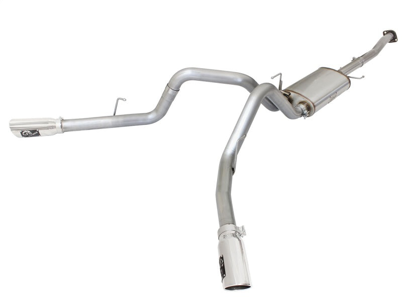 aFe MACHForce XP Exhaust 3in SS Dual Side Ext CB w/ Polished Tips 2015 Ford F150 5.0L V8 CC/SB EC/LB