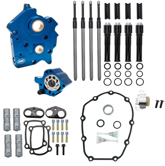 S&S Cycle 2017+ M8 Oil Cooled Models Cam Chest Kit w/o Cam - Black Pushrod Tubes & Chain Tensioner