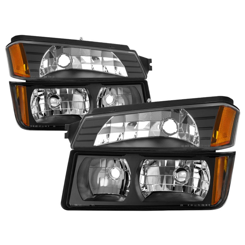 xTune 02-06 Chevy Avalanche w/Cladding OEM Bumper Light & Headlights - (BLACK) (HD-JH-CAVA02-SET-BK)