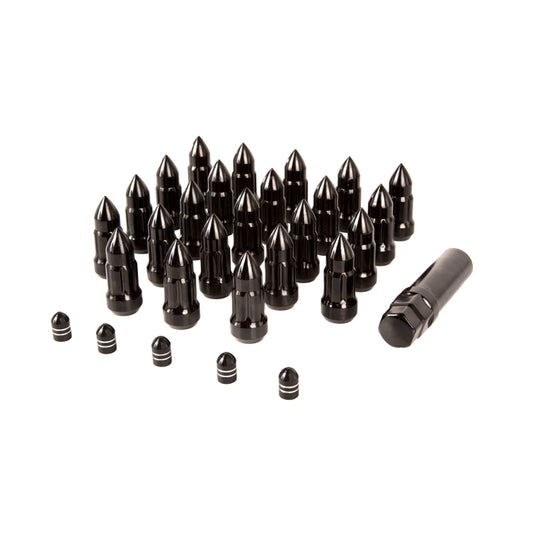 Rugged Ridge Bullet Lug Nut and Valve Stem Cap Kit Black 1/2-20