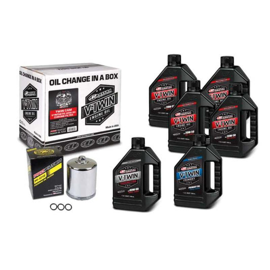 Maxima V-Twin Oil Change Kit Synthetic w/Chrome Filter Twin Cam