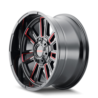 Mayhem 8115 Apollo 20x9 / 5x139.7 BP / 0mm Offset / 110mm Hub Black w/ Prism Red Wheel