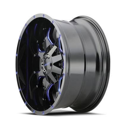 Mayhem 8015 Warrior 20x9 / 8x165.1 BP / 0mm Offset / 130.8mm Hub Black w/ Prism Blue Wheel