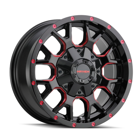 Mayhem 8015 Warrior 20x10 / 5x127 BP / -25mm Offset / 87mm Hub Black w/ Prism Red Wheel