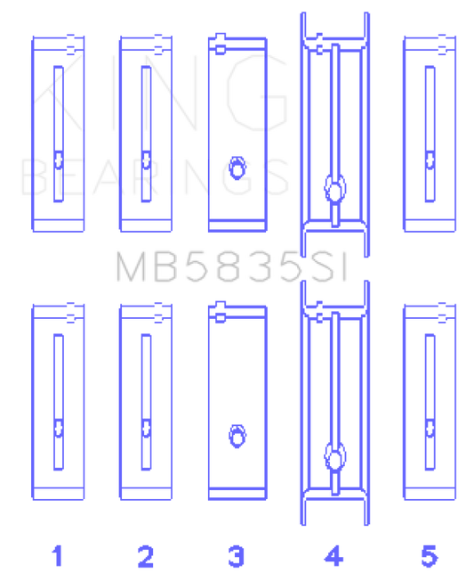 King Engine Bearings ChevrolET 121Ci/Ln2 134Ci +.002 (Size +0.25mm) Main Bearing Set