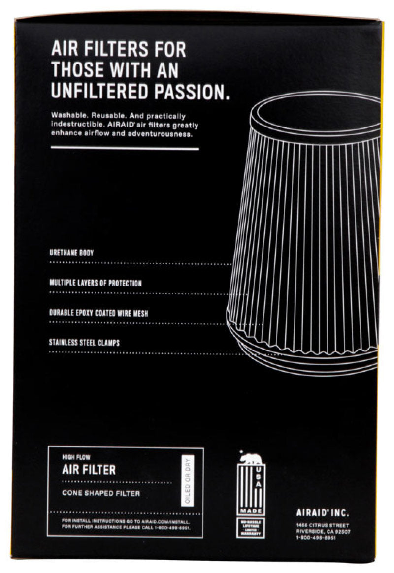 Airaid Universal Air Filter - Cone 4in FLG x 6in B x 4-5/8in T x 7 H