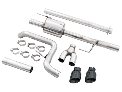 AWE 0FG 21+ Ford F150 Dual Side Exit Cat-Back Exhaust - 4.5in Diamond Black Tips - Precision R