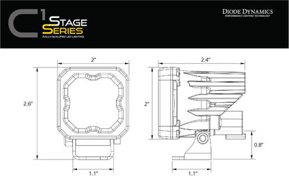 Diode Dynamics Stage Series C1 LED Pod - Yellow SAE Fog Standard ABL (Pair)