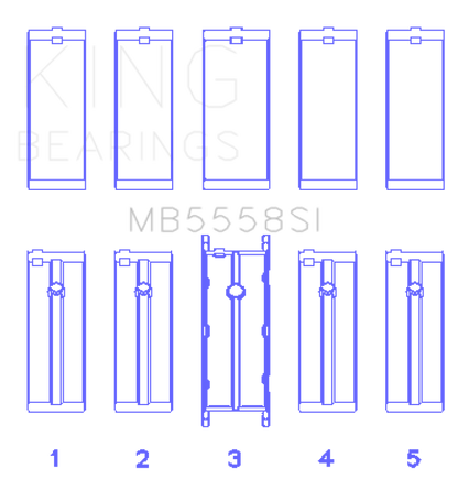 King Engine Bearings Ford R6A/114Ci 1.9L/121Ci 2.0L (Size +0.50mm) Main Bearing Set