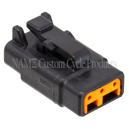 NAMZ Deutsch DTM 3-Position Plug w/3 Stamped Terminals & Wedgelock - Black (HD 74113-98BK)