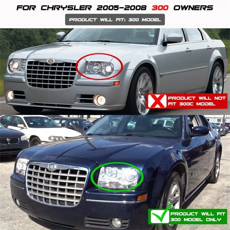 Spyder Chrysler 300 05-08 Projector Headlights LED Halo LED Blk (Not Included) PRO-YD-C305-HL-BK