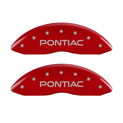 MGP 4 Caliper Covers Engraved Front Pontiac Engraved Rear GTO Red finish silver ch