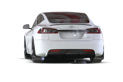 Rally Armor 21-24 Tesla Model S / S Plaid Black UR Mud Flap w/White Logo