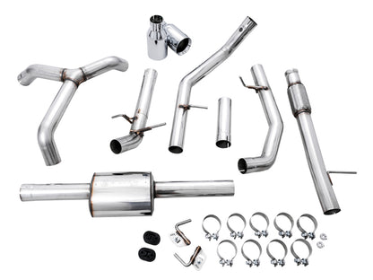 AWE Tuning 4th Gen GM 1500 5.3L 0FG Catback Split Rear Exit (Flat Bumper) - Quad Chrome Tips - Precision R