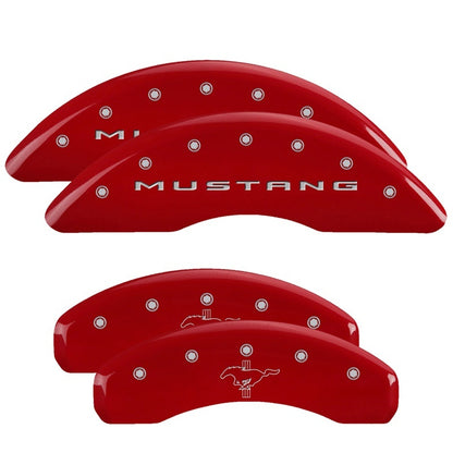 MGP 4 Caliper Covers Engraved Front 2015/Mustang Engraved Rear 2015/Bar & Pony Red/Silve 19in. Min