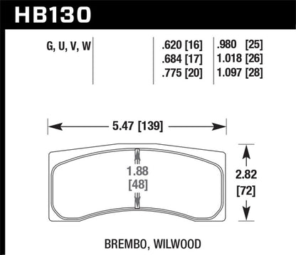 Hawk DTC-80 Brembo 20mm Race Brake Pads